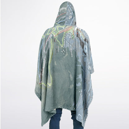 Windham Mountain, New York Ski Resort Map Flannel Blanket Poncho