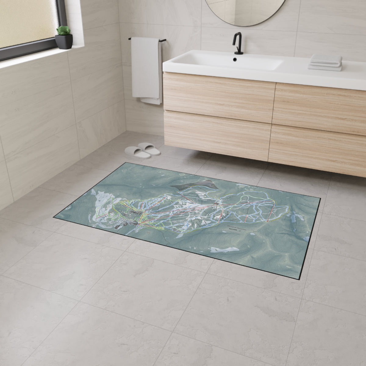 Whitefish Mountain, Montana Ski Resort Map Heavy Duty Floor Mat