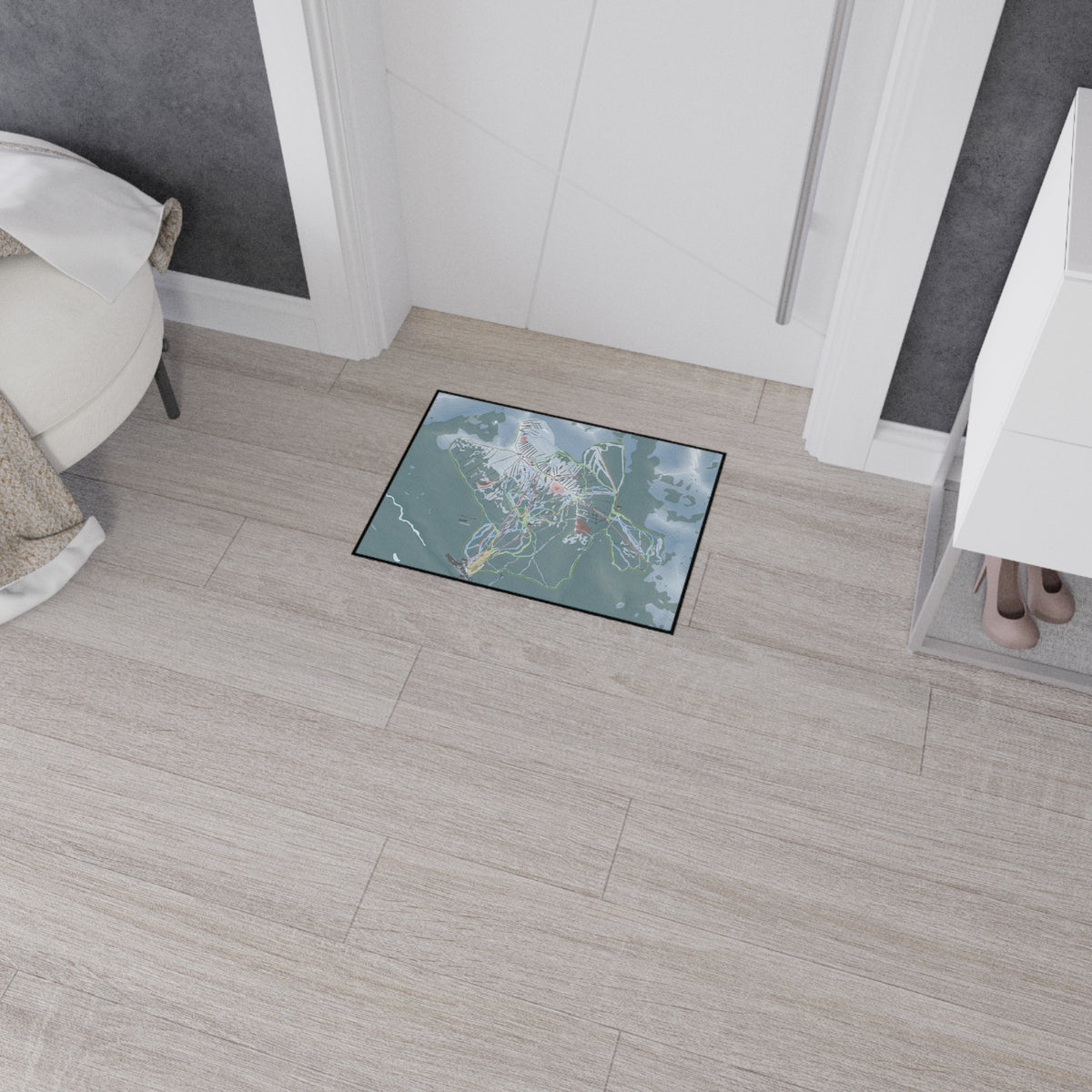 Lake Loiuse, Alberta Ski Resort Map Heavy Duty Floor Mat