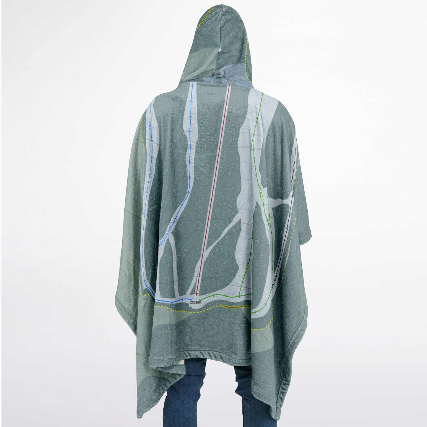 Salmo, British Columbia Ski Resort Map Flannel Blanket Poncho