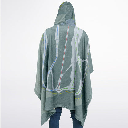 Salmo, British Columbia Ski Resort Map Flannel Blanket Poncho