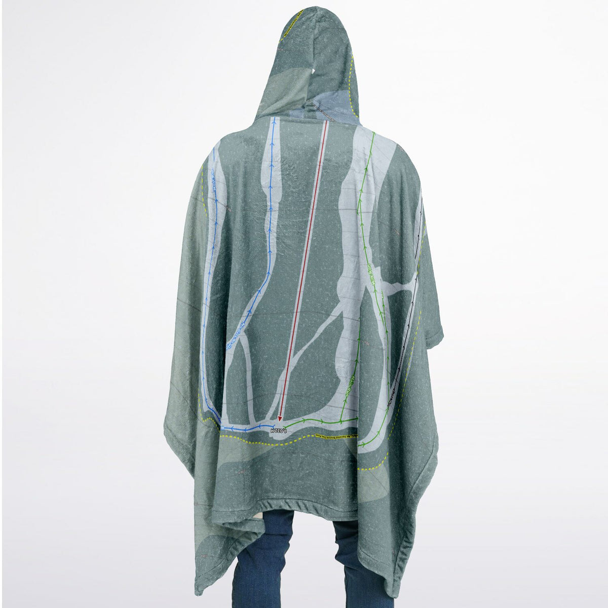Salmo, British Columbia Ski Resort Map Flannel Blanket Poncho