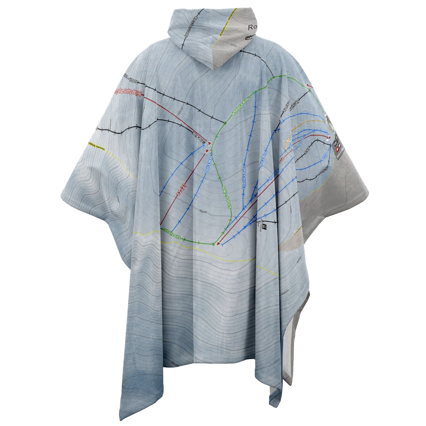 Roundhill, New Zealand Ski Resort Map Flannel Blanket Poncho - Powderaddicts