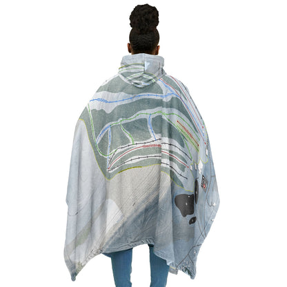 Song Mountain, New York Ski Resort Map Flannel Blanket Poncho