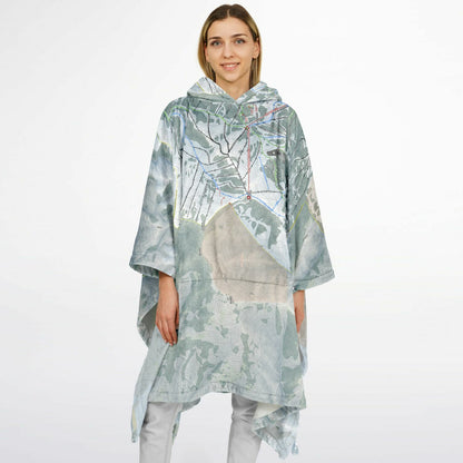 Powder Mountain, Utah Ski Resort Map Flannel Blanket Poncho