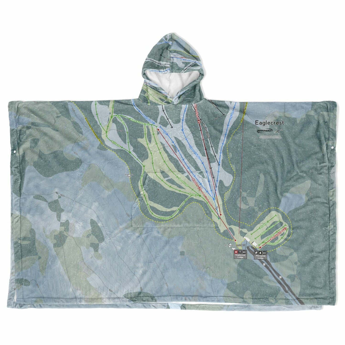 Eaglecrest, Alaska Ski Resort Map Flannel Blanket Poncho