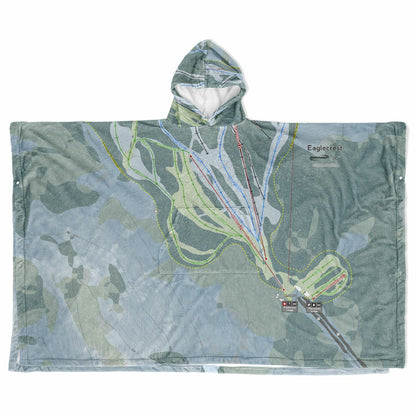 Eaglecrest, Alaska Ski Resort Map Flannel Blanket Poncho