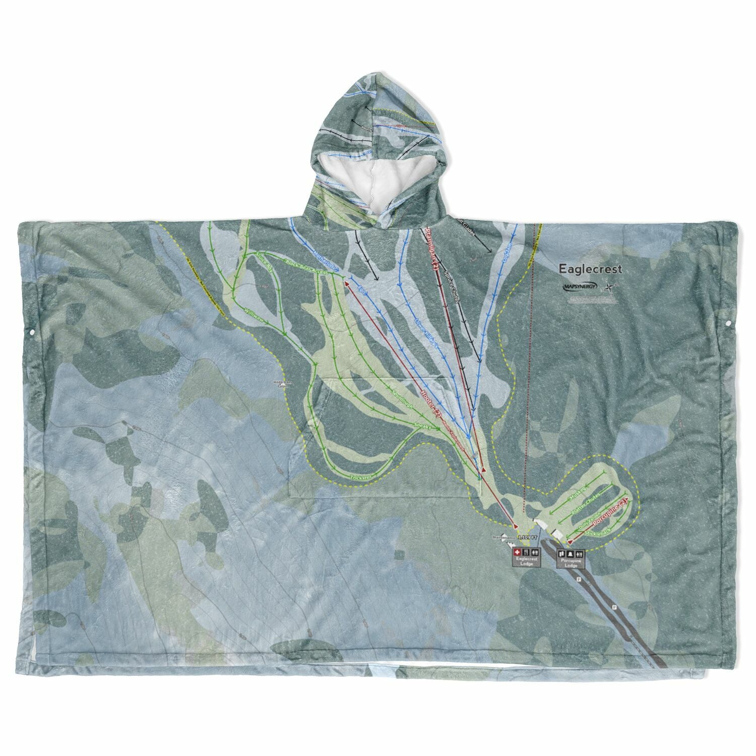 Eaglecrest, Alaska Ski Resort Map Flannel Blanket Poncho