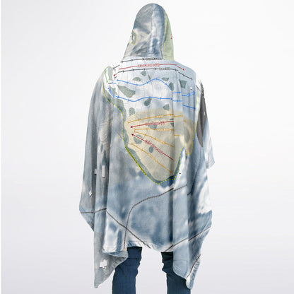 Snow Snake, Michigan Ski Resort Map Flannel Blanket Poncho