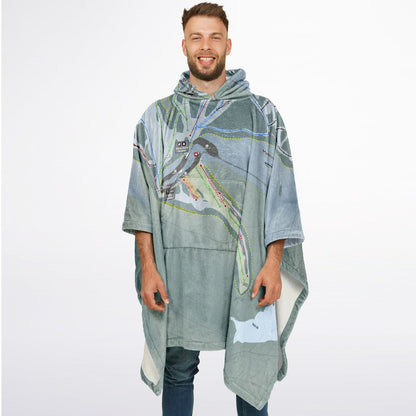 Manning Park, British Columbia Ski Resort Map Flannel Blanket Poncho