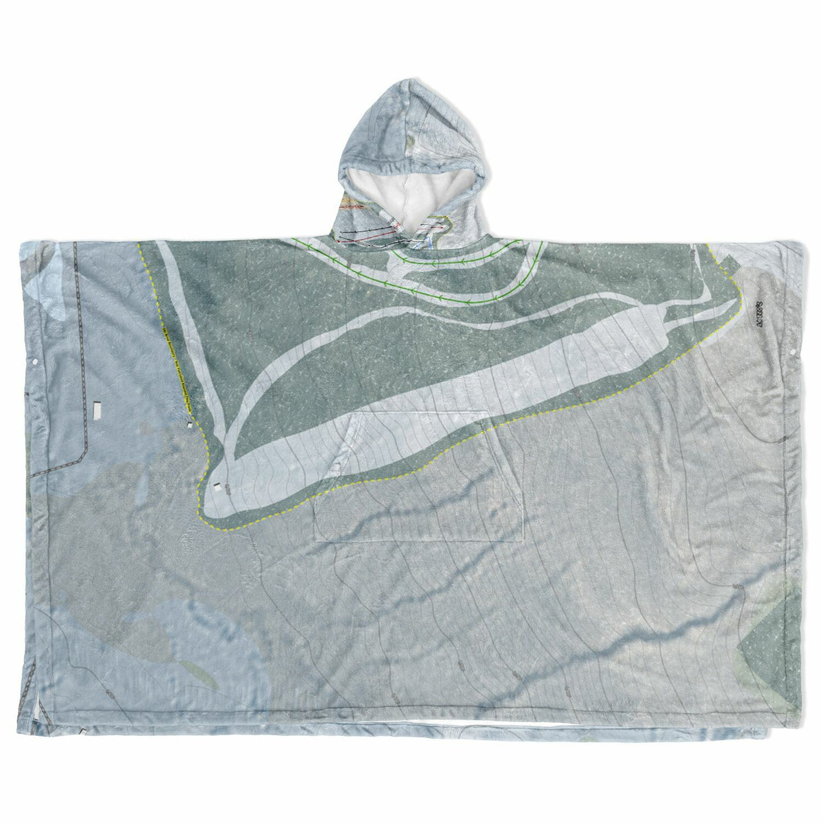 Cockaigne, New York Ski Resort Map Flannel Blanket Poncho