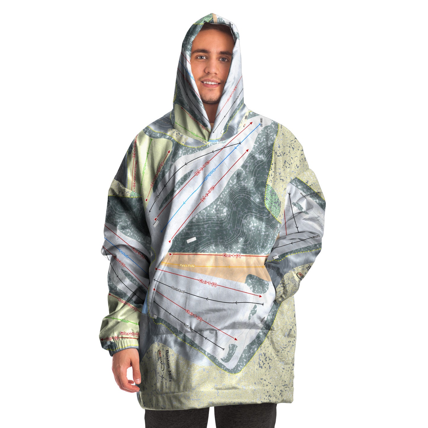 Boston Mills, Ohio Ski Trail Map - Snug Hoodie - Powderaddicts