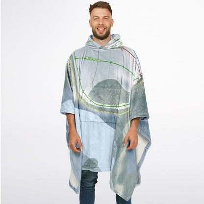 Pinnacle Ski Club, Maine Ski Resort Map Flannel Blanket Poncho