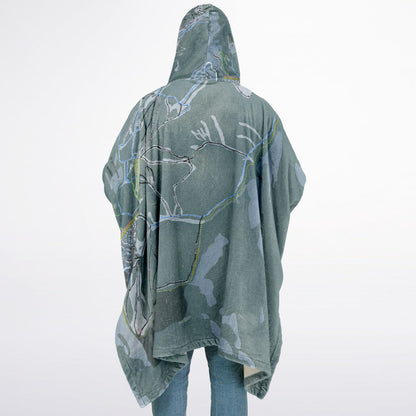 Panorama, British Columbia Ski Resort Map Flannel Blanket Poncho