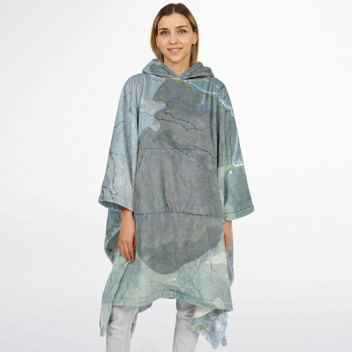 Jay Peak, Vermont Ski Resort Map Flannel Blanket Poncho