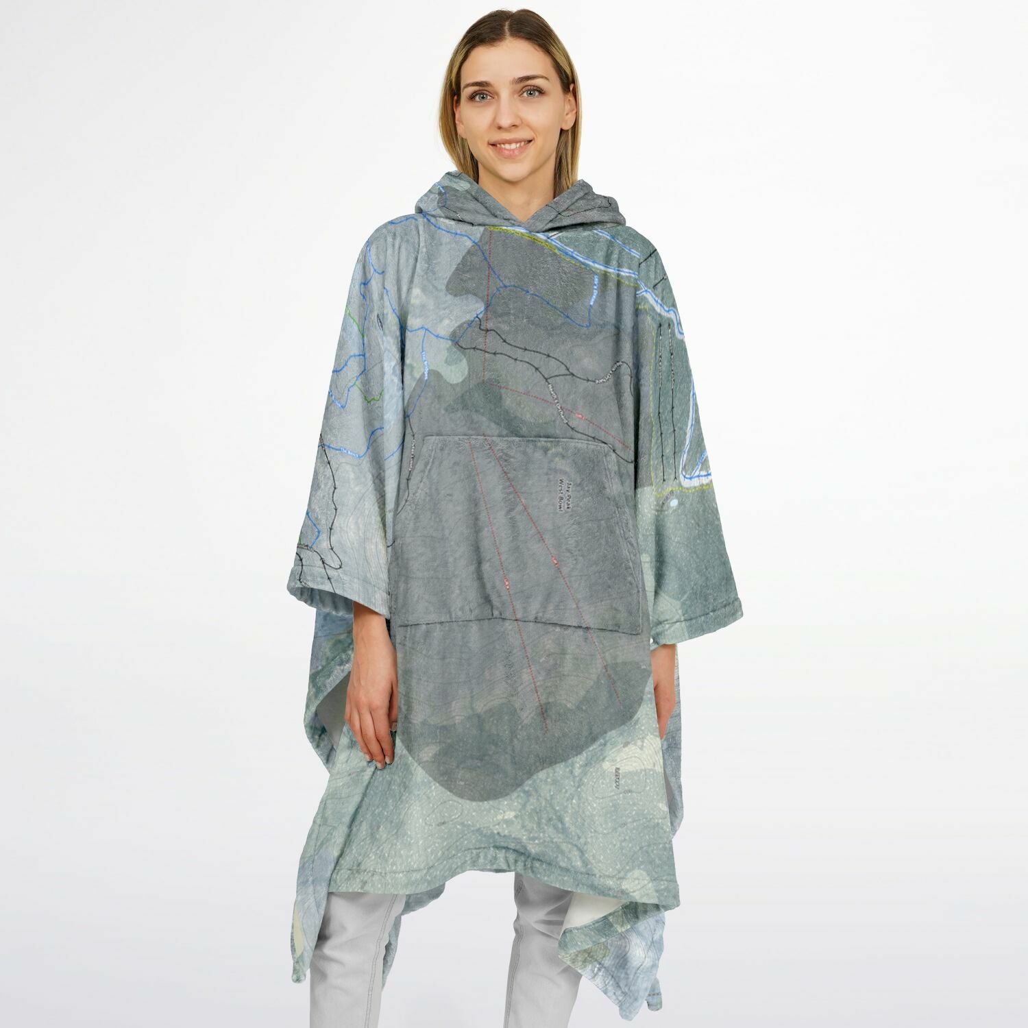 Jay Peak, Vermont Ski Resort Map Flannel Blanket Poncho