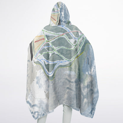Norway Mountain, Michigan Ski Resort Map Flannel Blanket Poncho