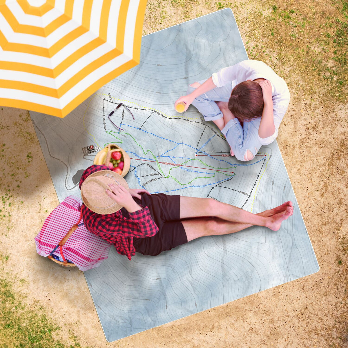 Mt Cheeseman, New Zealand Ski Resort Map Printed Beach Towel