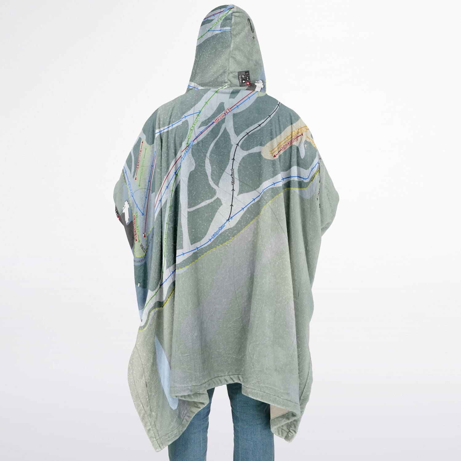 Kinosoo Ridge, Alberta Ski Resort Map Flannel Blanket Poncho