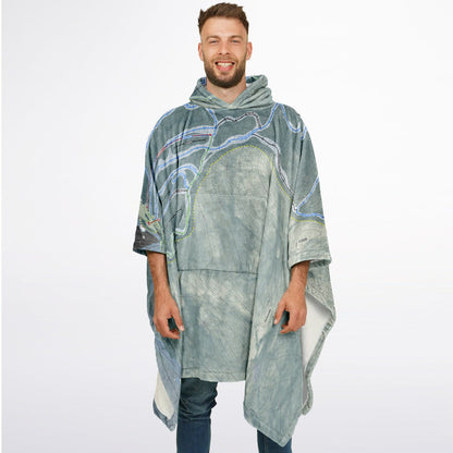 Wildcat Mountain, New Hampshire Ski Resort Map Flannel Blanket Poncho