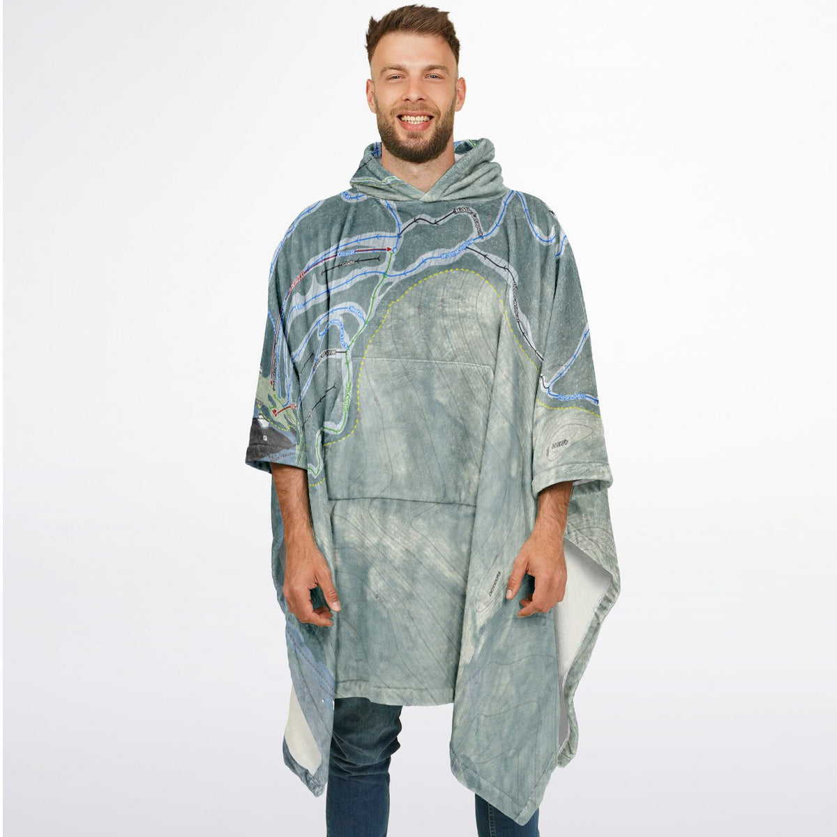 Wildcat Mountain, New Hampshire Ski Resort Map Flannel Blanket Poncho