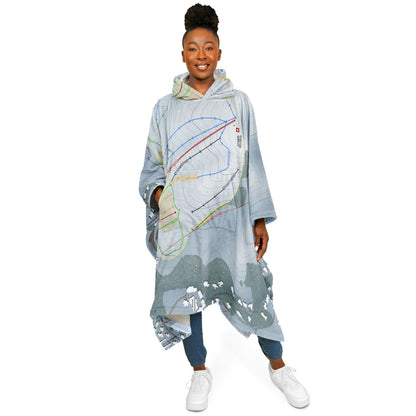 Sun Valley Dollar Mountain, Idaho Ski Resort Map Flannel Blanket Poncho