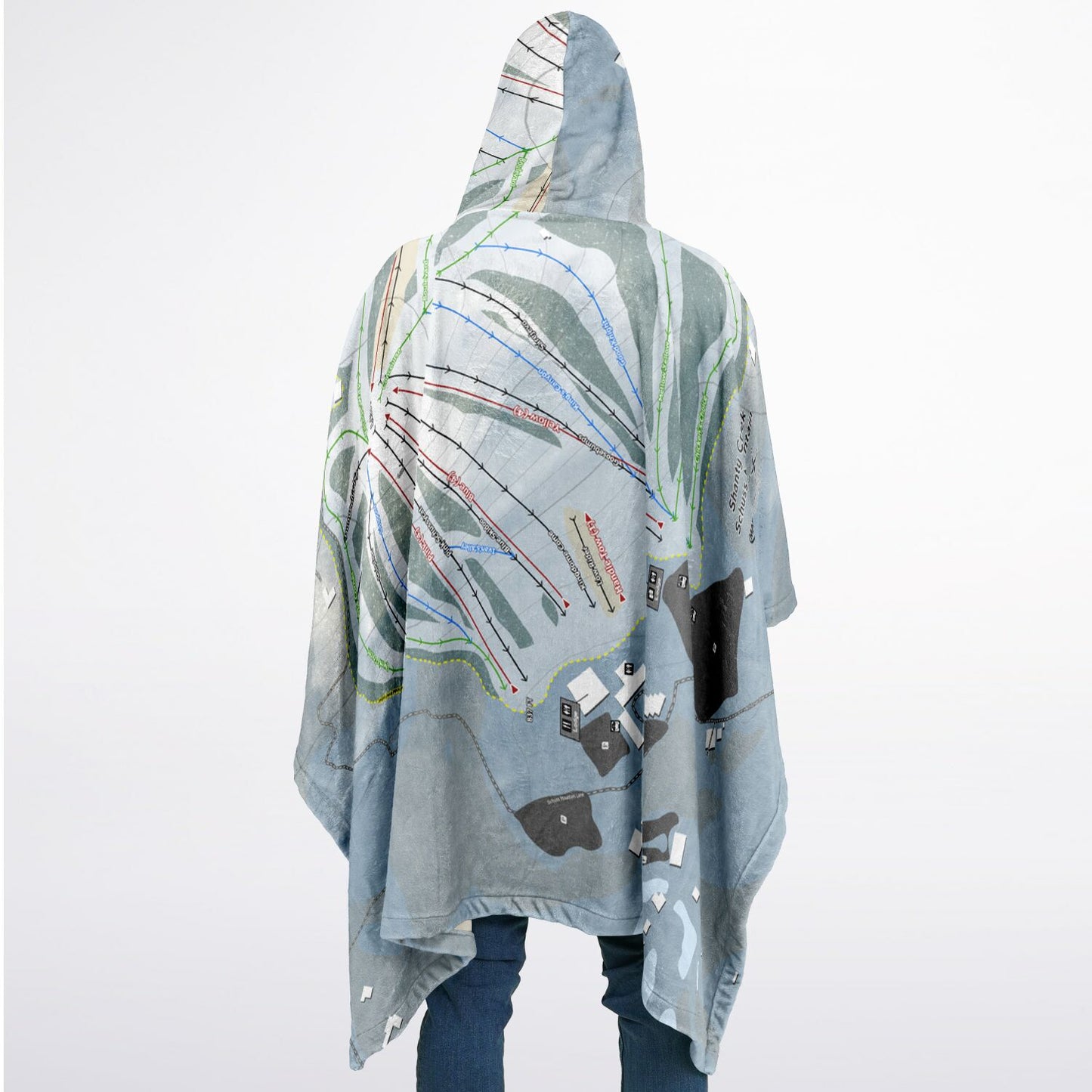Shanty Creek Schuss Mountain, Michigan Ski Resort Map Flannel Blanket Poncho