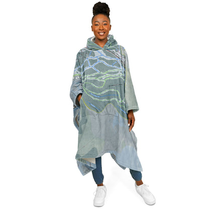 Black Mountain, New Hampshire Ski Resort Map Flannel Blanket Poncho
