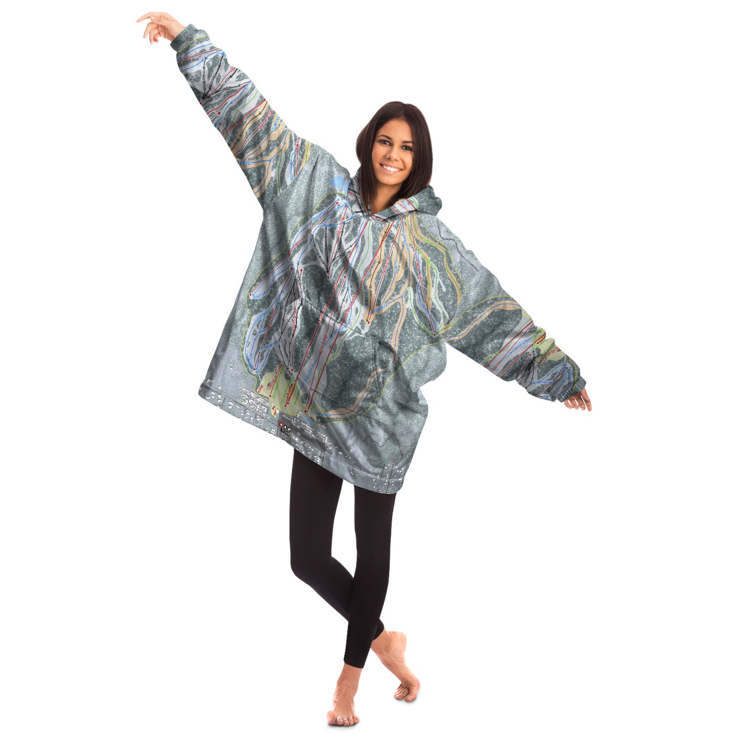 Snow Summit, California Ski Trail Map - Snug Hoodie - Powderaddicts
