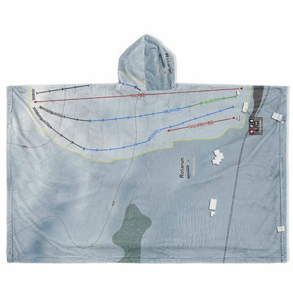 Rotarun, Idaho Ski Resort Map Flannel Blanket Poncho
