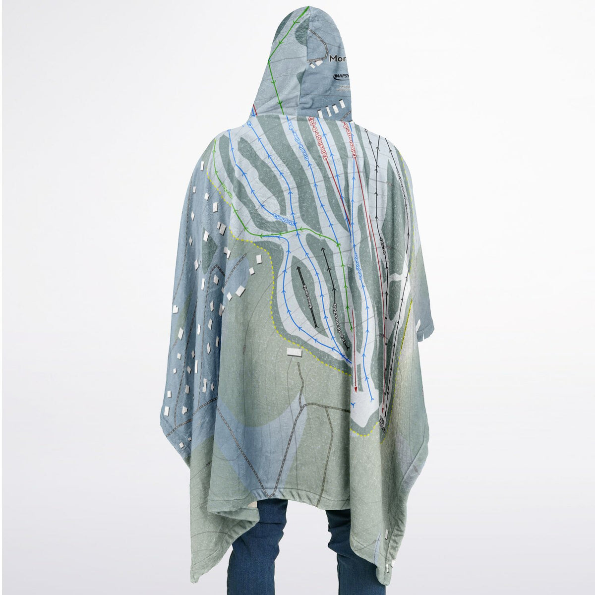 Mont Habitant, Quebec Ski Resort Map Flannel Blanket Poncho