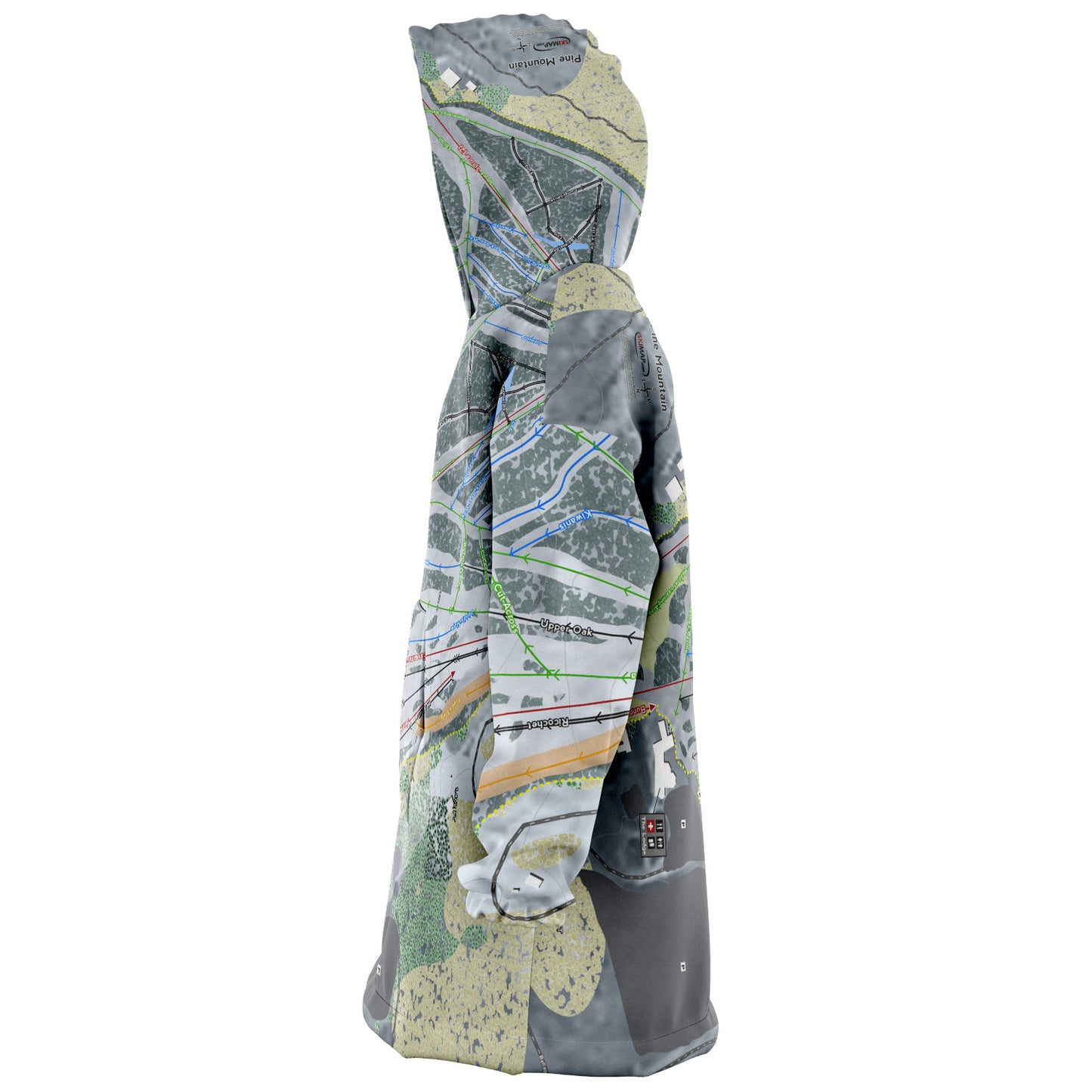 Pine Mountain, Michigan Ski Trail Map Snug Hoodie - Powderaddicts