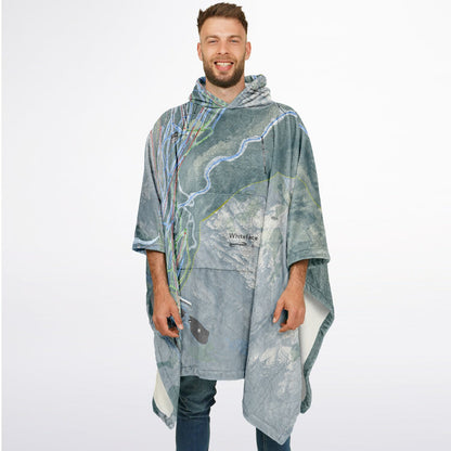 Whiteface Mountain, New York Ski Resort Map Flannel Blanket Poncho