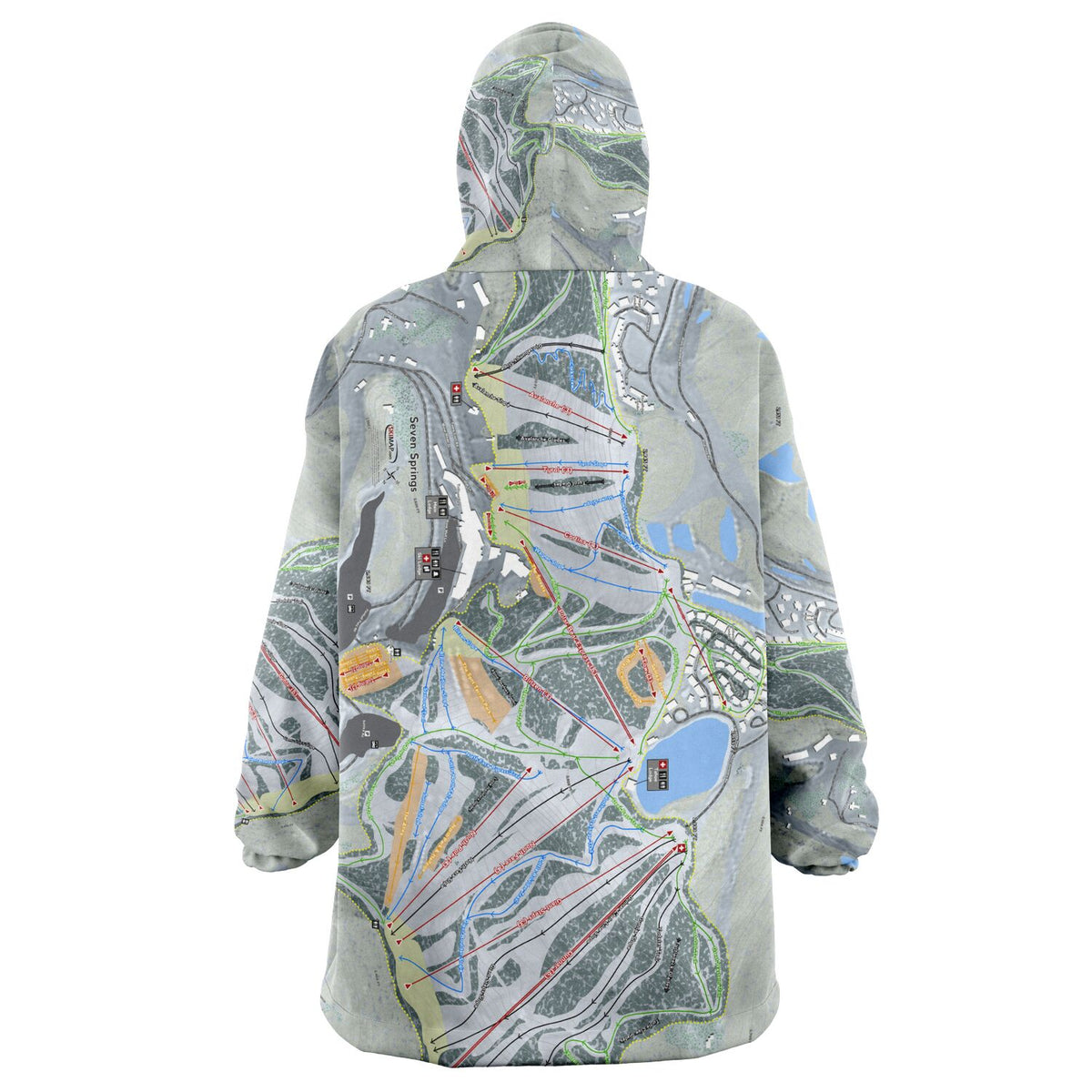 Seven Springs, Pennsylvania Ski Trail Map - Snug Hoodie