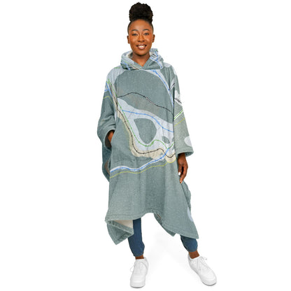 Phoenix Mountain, British Columbia Ski Resort Map Flannel Blanket Poncho