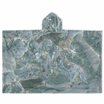Cottonwoods, Utah Ski Resort Map Flannel Blanket Poncho