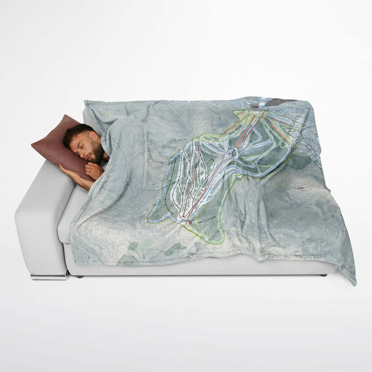 Bromley, Vermont Ski Resort Map Flannel Blanket Poncho