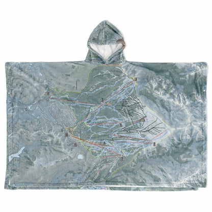 Aspen Snowmass, Colorado Ski Resort Map Flannel Blanket Poncho