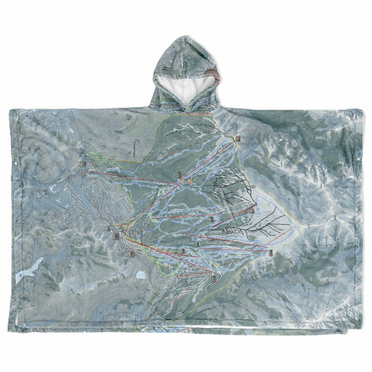 Aspen Snowmass, Colorado Ski Resort Map Flannel Blanket Poncho