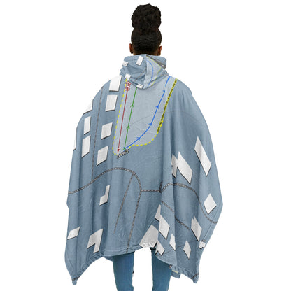 Lees Ski Hill, Colorado Ski Resort Map Flannel Blanket Poncho