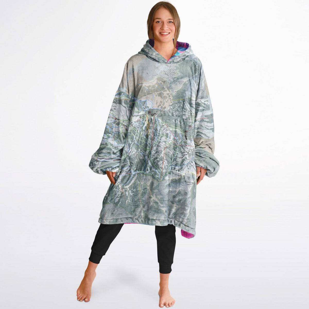 Powder Mountain, Utah Ski Resort Map Reversible Snug Hoodie