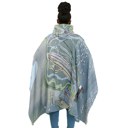 Sommet Saint-Sauveur, Quebec Ski Resort Map Flannel Blanket Poncho