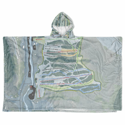 Kissing Bridge, New York Ski Resort Map Flannel Blanket Poncho