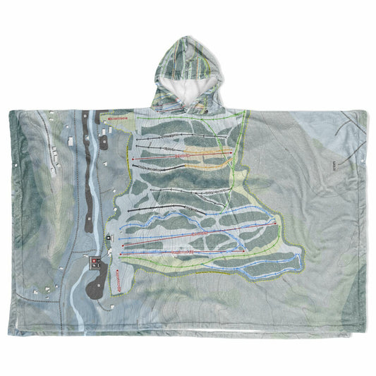 Kissing Bridge, New York Ski Resort Map Flannel Blanket Poncho