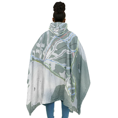 Baldy Mountain, British Columbia Ski Resort Map Flannel Blanket Poncho