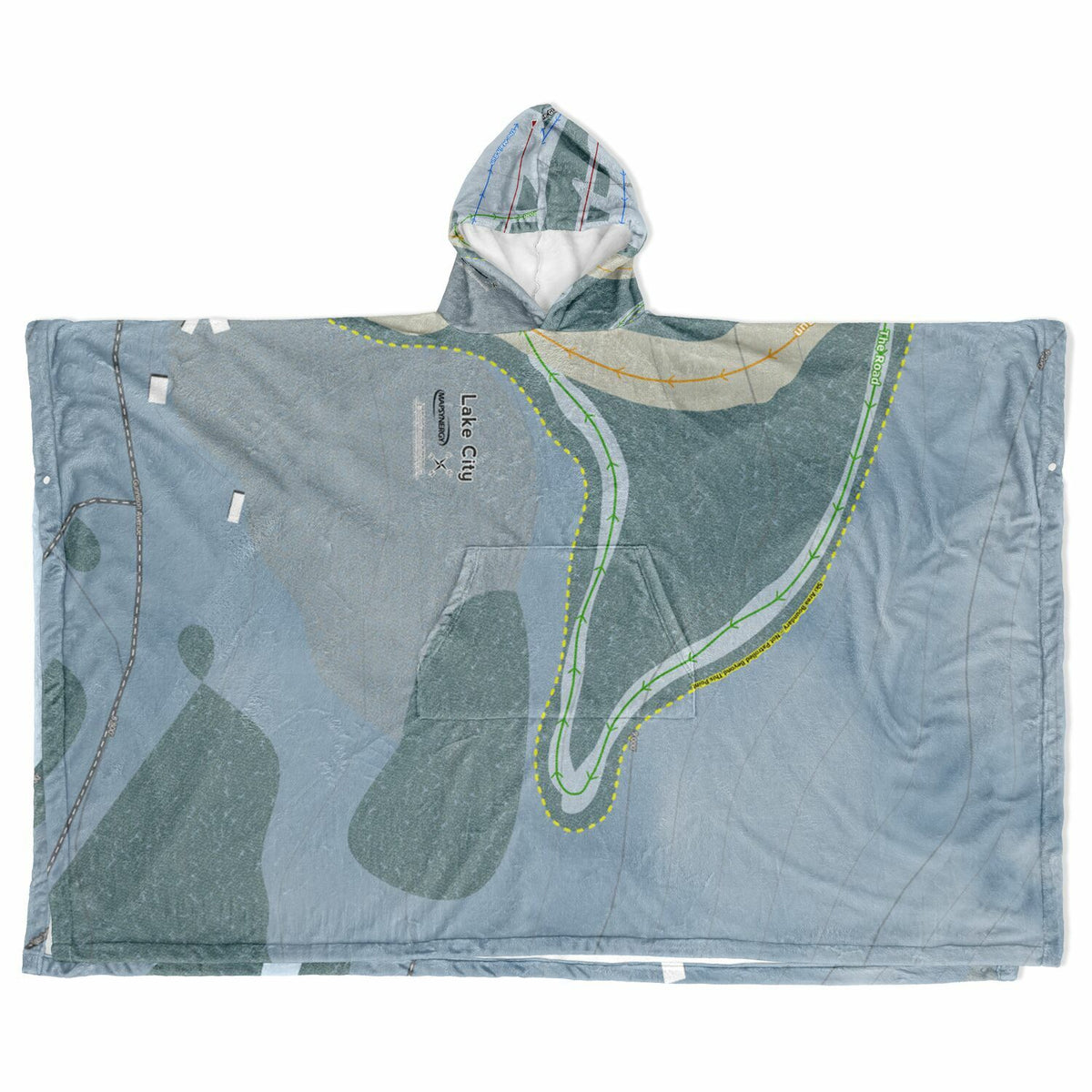 Lake City, Colorado Ski Resort Map Flannel Blanket Poncho