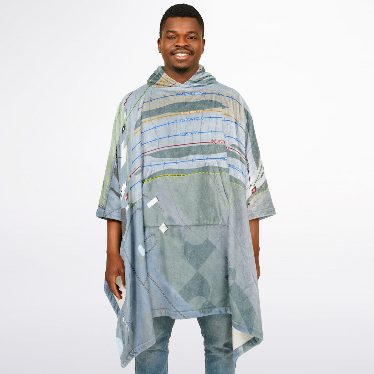 Tussey Mountain, Pennsylvania Ski Resort Map Flannel Blanket Poncho