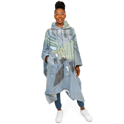 Thunder Ridge, New York Ski Resort Map Flannel Blanket Poncho