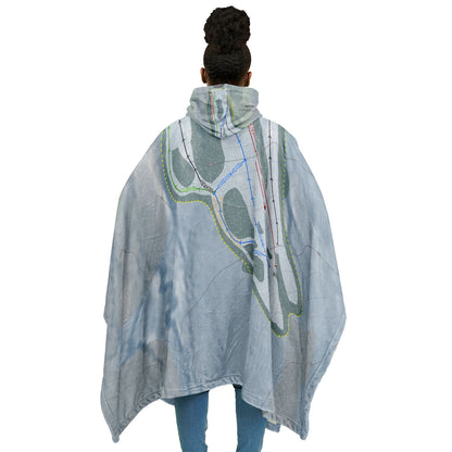 Cochrans, Vermont Ski Resort Map Flannel Blanket Poncho