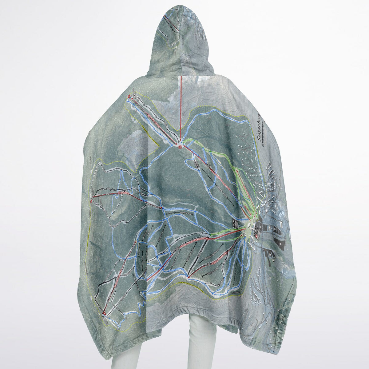 Sugarbush, Vermont Ski Resort Map Flannel Blanket Poncho